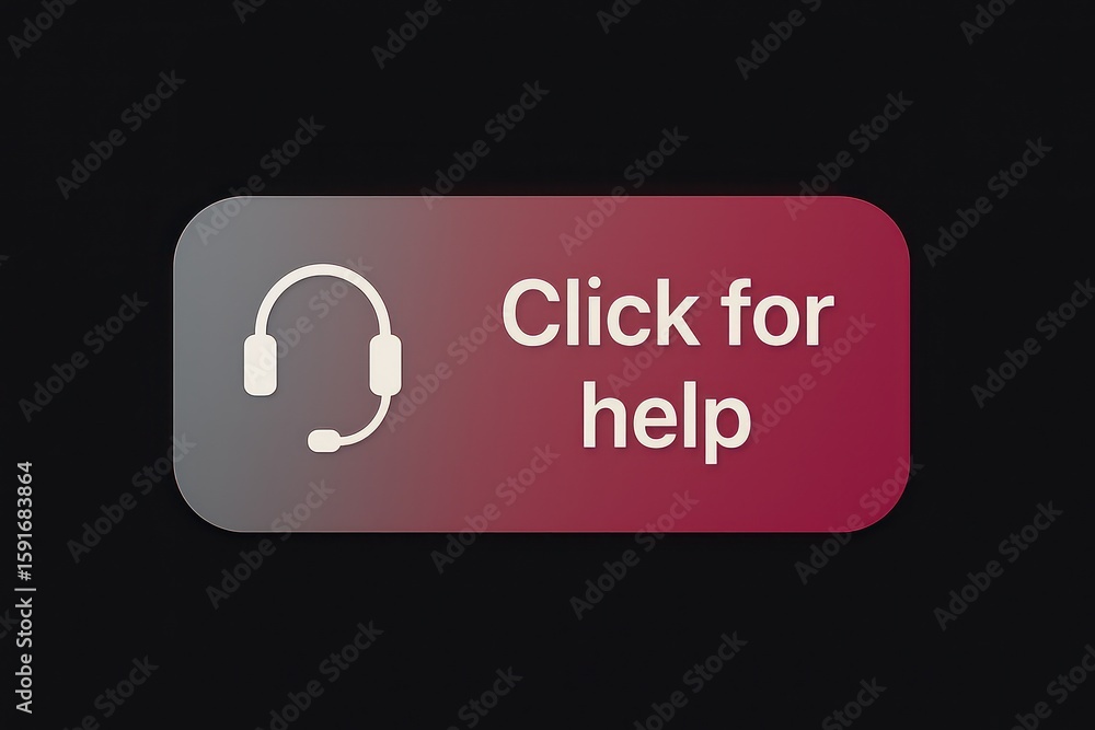 Poster a modern and simple click for help button design with a headset icon, ideal for customer service and