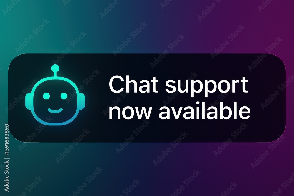 Poster the vibrant chat support now available button stands out, indicating a user-friendly interface offer