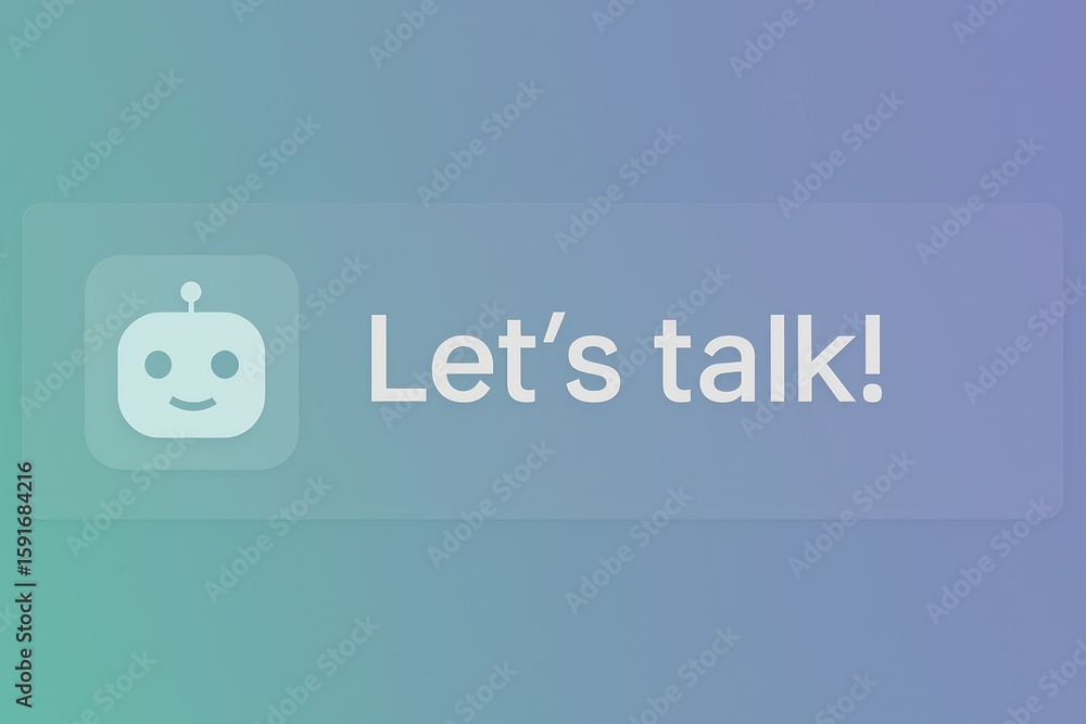 Poster an inviting image of a digital communication button encouraging viewers to engage in a conversation.