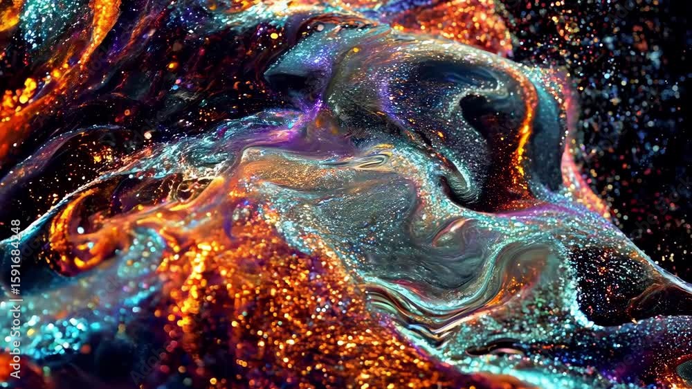 Aufkleber colorful abstract patterns flow and swirl with shimmer to create a male face