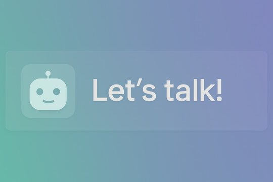 An inviting image of a digital communication button encouraging viewers to engage in a conversation. The digital button graphic and text create a user-friendly experience. 