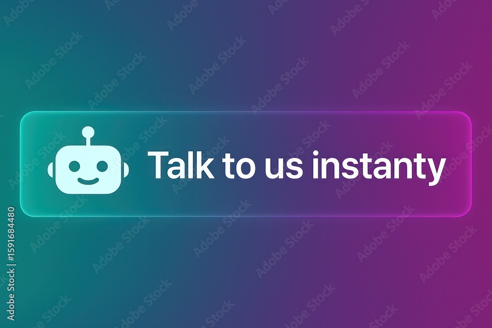 Poster a digital interface encourages immediate interaction with a friendly chatbot, promoting prompt and e
