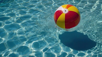 Obraz premium Beach Ball in Blue Pool — A Moment of Lightness and Summer Serenity