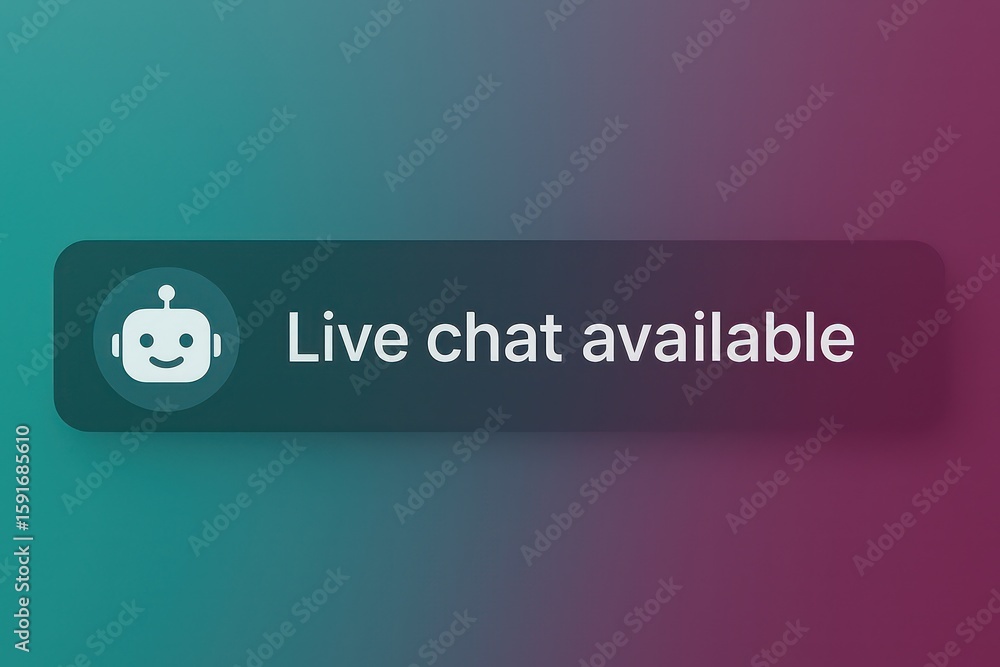 Aufkleber live chat available button with chatbot icon on gradient background. customer support service