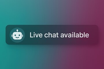 Obraz premium Live chat available button with chatbot icon on gradient background. customer support service