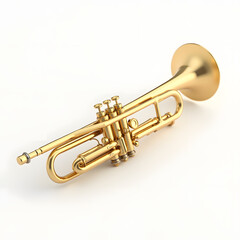 Obraz premium Shiny Golden Trumpet Musical Instrument: A polished golden trumpet, an elegant brass wind instrument.