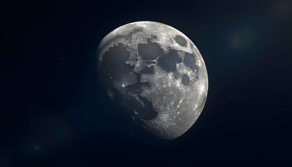 Fototapeta premium Full Moon in Dark Night Sky: A detailed view of a full moon in a dark night sky, partially obscured by clouds, astronomical wonder.