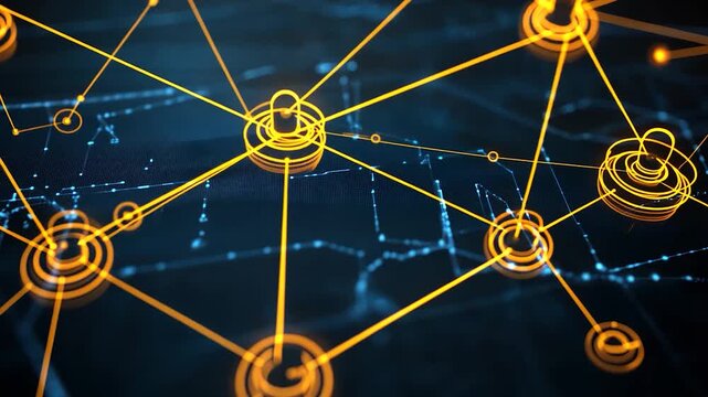 Abstract network graphic with interconnected nodes and glowing lines
