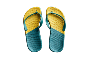 Teal and Yellow Flip-Flops high quality realistic image