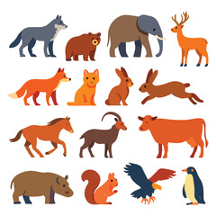 Cartoon animal vector pack and colorful animal characters.