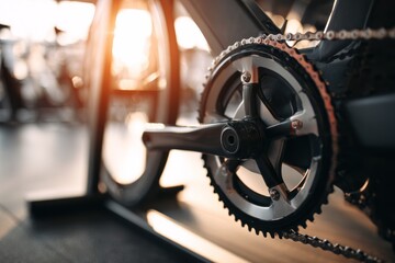 Close-up bike chain and crank set