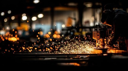 Industrial Worker Welding in Factory