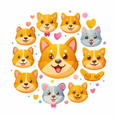 Sweet Pet Emoticons Collection in Vector