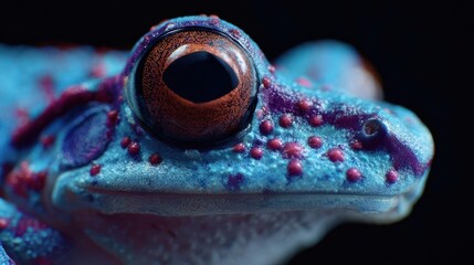 Closeup of a Vibrant Blue Frog with Textured Skin