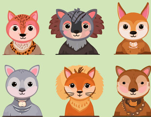 Cute Animal Avatars in Vector Illustrations