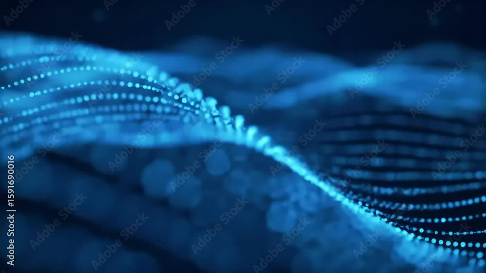 Poster abstract blue wave particle flow animation