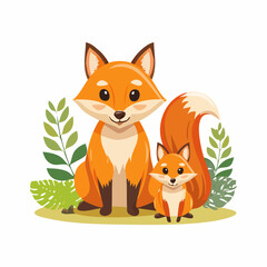 Obraz premium Charming Fox and Squirrel Wildlife Clipart