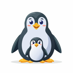 Lovely Penguin Family Wildlife Illustration