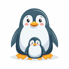 Lovely Penguin Family Wildlife Illustration