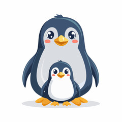 Lovely Penguin Family Wildlife Illustration