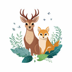 Delightful Owl and Deer Wildlife Artwork