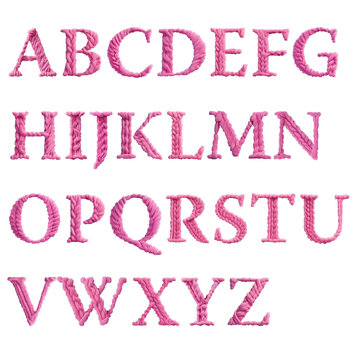 Pink alphabet letters on black background