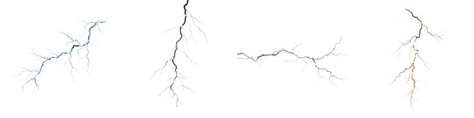 Lightning Bolt Collection on White Background