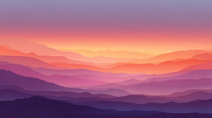 Mountain range vista in pinks, purples, and oranges at sunrise or sunset