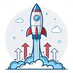 Flat vector-rocket-launch-icon-for-business-growth