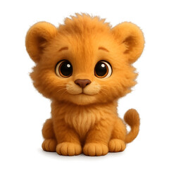 Cute cartoon lion cub sitting and looking adorable  
