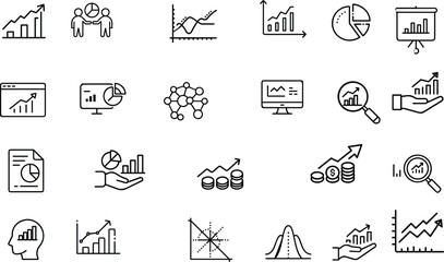 Set of Outline Business, Financial, and Data Analysis Icons