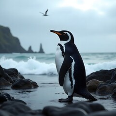 Adelie Penguin, pygoscelis adeliae, Group Leaping into Ocean, Paulet Island in Antarctica