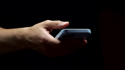 A man with a mobile phone in his hands communicates online through correspondence.
Chat communication on the phone using a smartphone.
A man writes a message on social networks.
Virtual communication 