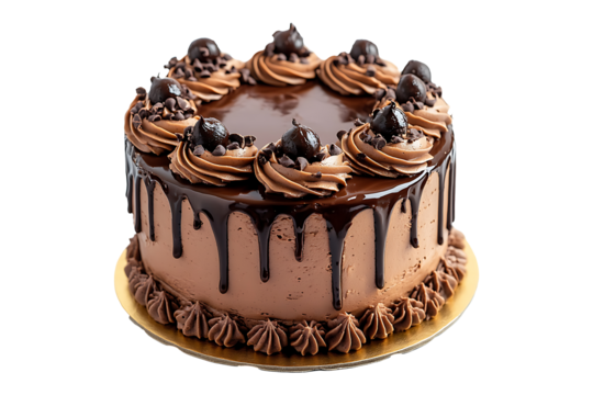 Tasty chocolate cake in small table high quality realistic image