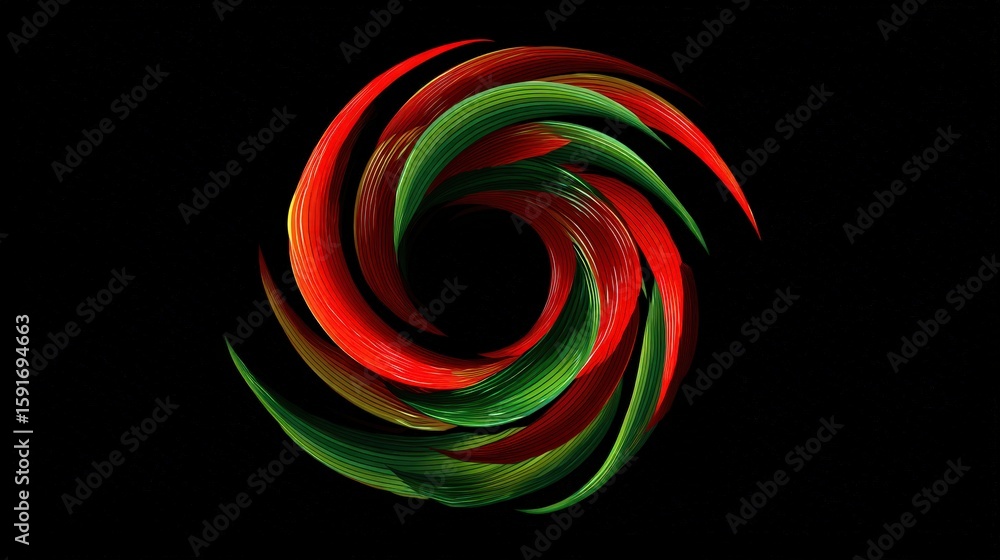 Aufkleber abstract chili pepper vector swirl forming a spiral, using gradient reds and greens for movement and