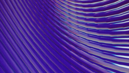Abstract curved lines with grainy chromatic distortion. Digital wave pattern in purple and white, evoking motion and retro-futuristic style.