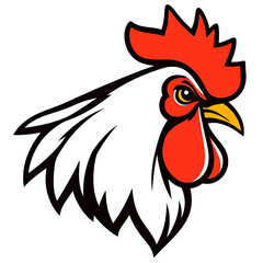 Fototapeta premium rooster head logo, rooster head drawing, close-up, transparent background