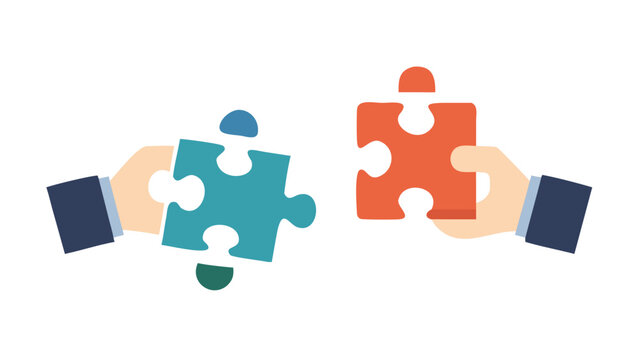 Puzzle compatible icon in flat style. Jigsaw agreement illustration ontrasparent isolated background. Cooperation solution business concept.
