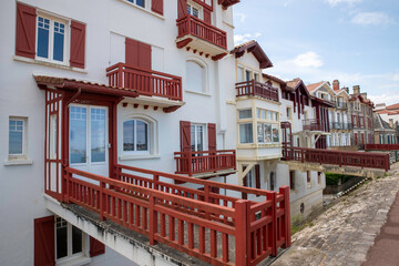 typical houses in saint jean de luz in france
