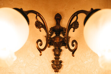 Old soviet chandelier on the ceiling