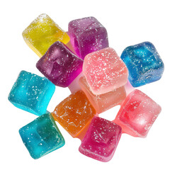 Colorful square candies in a starburst pattern