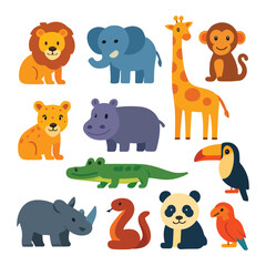 Cartoon animal vector pack and colorful animal characters.