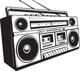 Obraz premium A retro music cassette with a musical note vector silhouette trending on Adobe Stock and microstock marketplaces