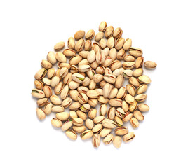 Pistachios on a white background