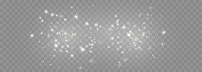 Glowing light effect with many glitter particles with transparency. Vector starry cloud with dust. Magic christmas decoration