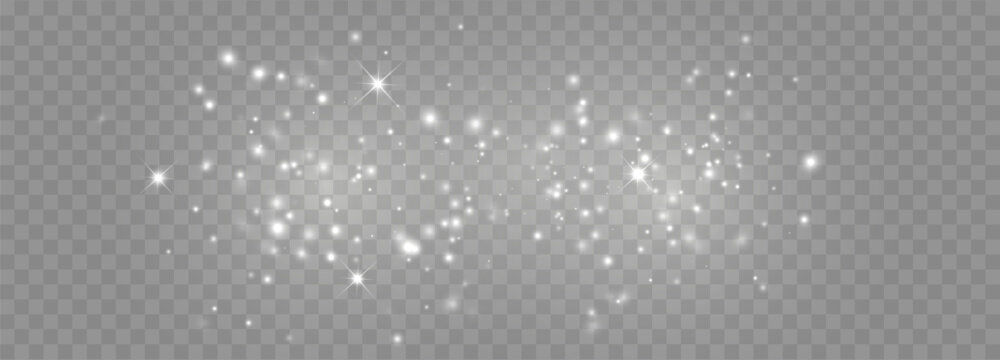 Glowing light effect with many glitter particles with transparency. Vector starry cloud with dust. Magic christmas decoration
