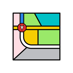 City Map Color Lineal Icon. Map City Road Symbol