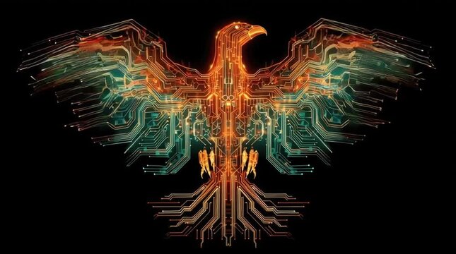 Digital Eagle Circuitry Bird Animation