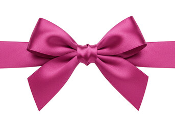 Naklejka premium A beautiful pink satin ribbon tied into a bow, isolated on a transparent background