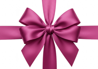 A vibrant pink satin ribbon tied into a beautiful bow, perfect for gift wrapping isolated on transparent background